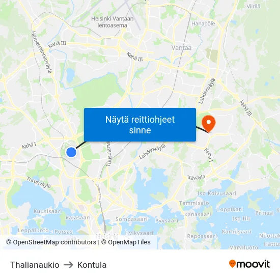 Thalianaukio to Kontula map