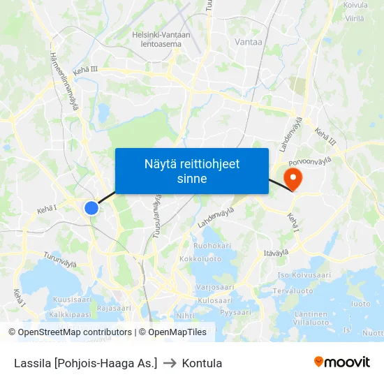 Lassila [Pohjois-Haaga As.] to Kontula map