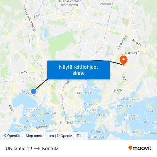 Ulvilantie 19 to Kontula map