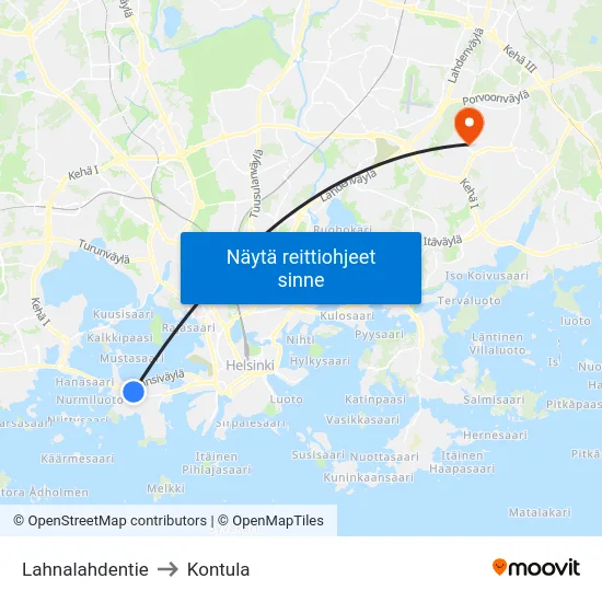 Lahnalahdentie to Kontula map