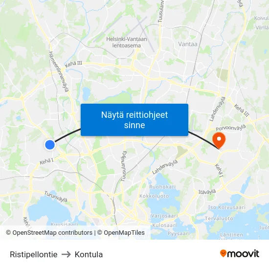 Ristipellontie to Kontula map