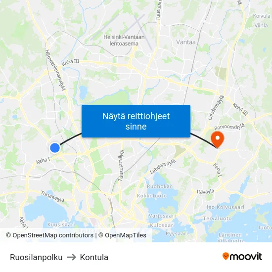 Ruosilanpolku to Kontula map