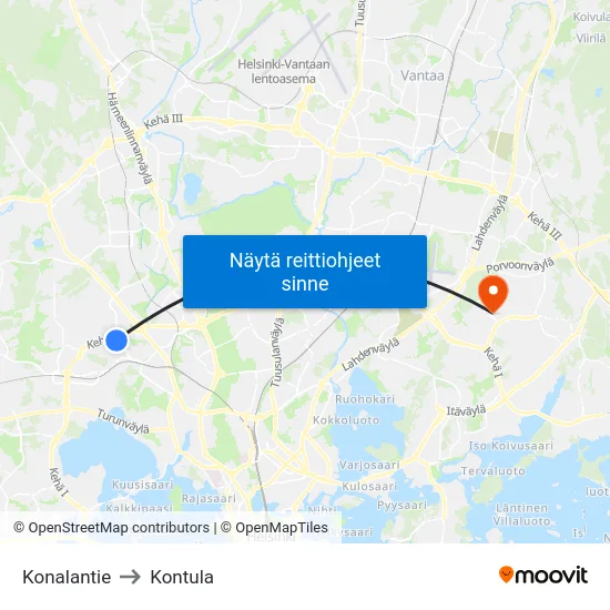 Konalantie to Kontula map