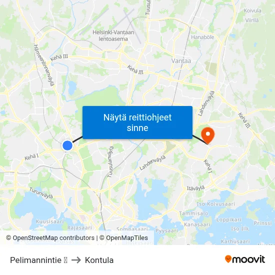 Pelimannintie 🛍️ to Kontula map