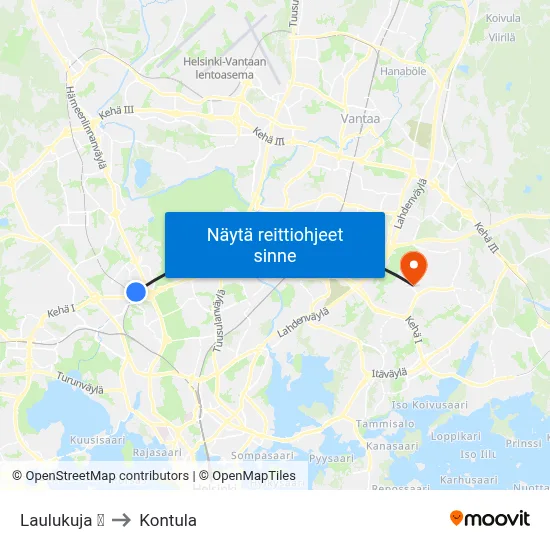 Laulukuja 🛍️ to Kontula map