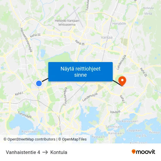 Vanhaistentie 4 to Kontula map