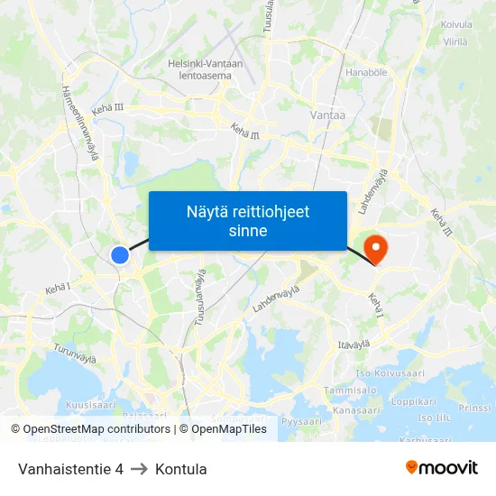 Vanhaistentie 4 to Kontula map