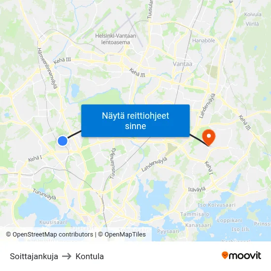 Soittajankuja to Kontula map