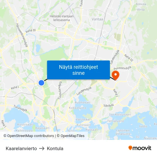 Kaarelanvierto to Kontula map