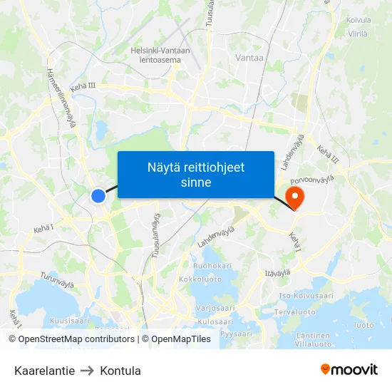 Kaarelantie to Kontula map