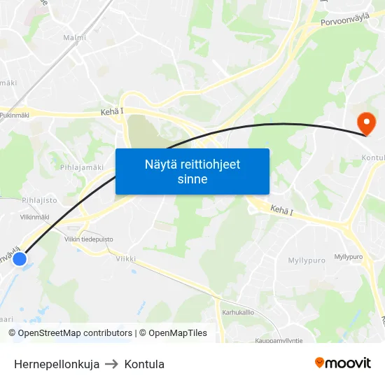 Hernepellonkuja to Kontula map
