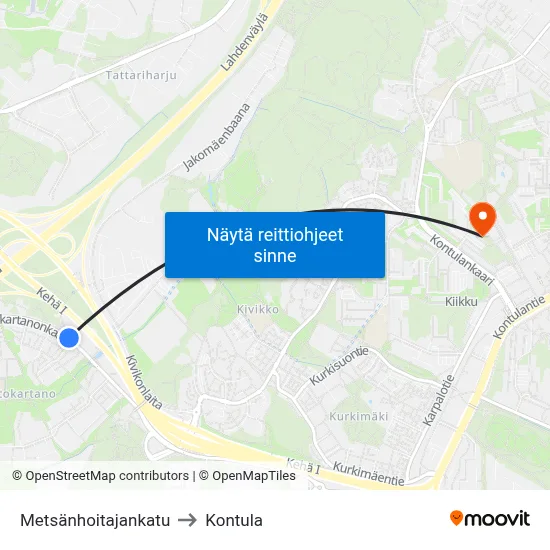 Metsänhoitajankatu to Kontula map