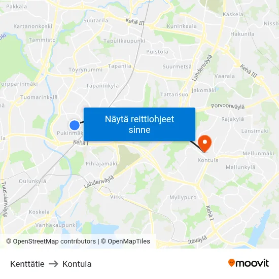 Kenttätie to Kontula map