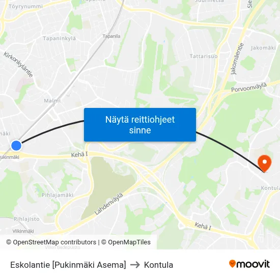 Eskolantie [Pukinmäki Asema] to Kontula map