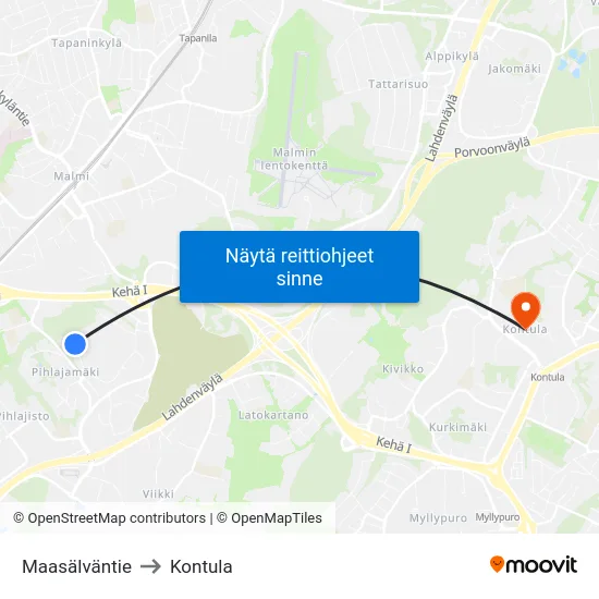 Maasälväntie to Kontula map