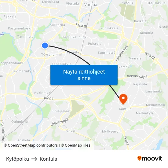 Kytöpolku to Kontula map
