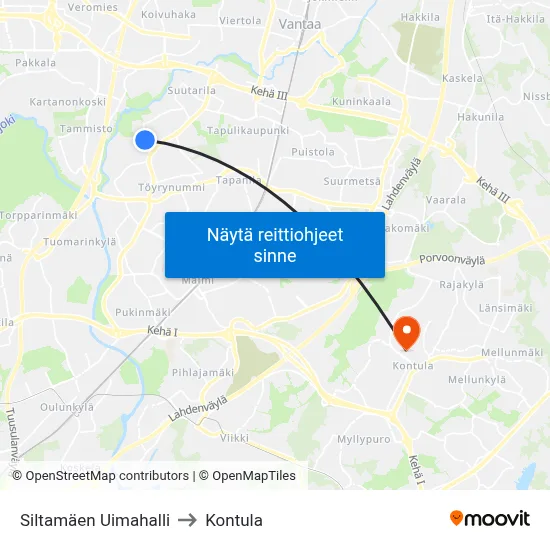 Siltamäen Uimahalli to Kontula map