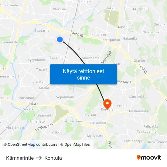 Kämnerintie to Kontula map