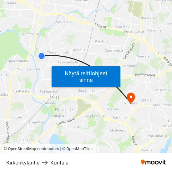 Kirkonkyläntie to Kontula map