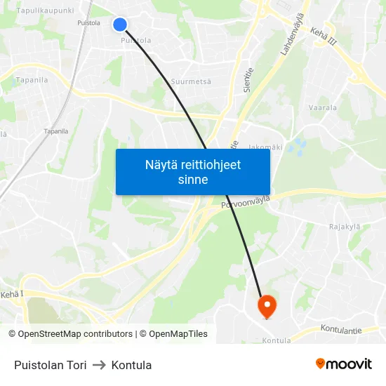 Puistolan Tori to Kontula map