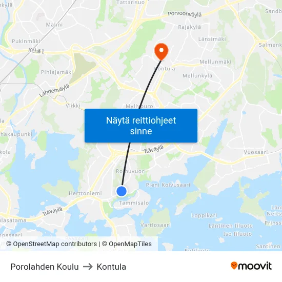 Porolahden Koulu to Kontula map