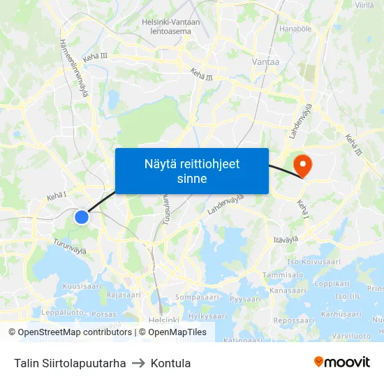 Talin Siirtolapuutarha to Kontula map