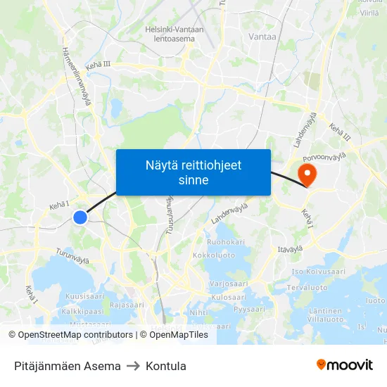 Pitäjänmäen Asema to Kontula map