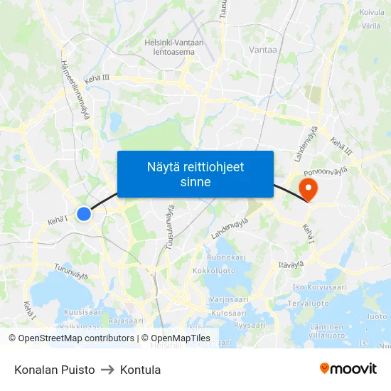 Konalan Puisto to Kontula map