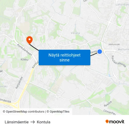 Länsimäentie to Kontula map
