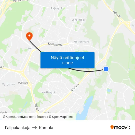 Fallpakankuja to Kontula map