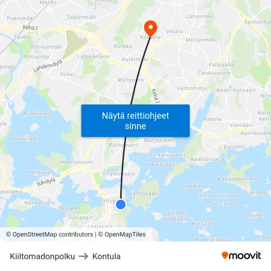 Kiiltomadonpolku to Kontula map
