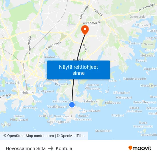 Hevossalmen Silta to Kontula map