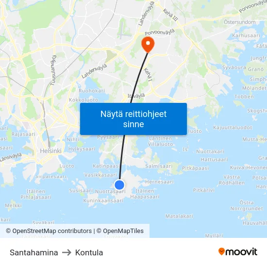 Santahamina to Kontula map