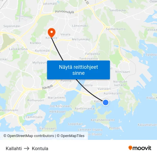 Kallahti to Kontula map