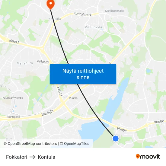 Fokkatori to Kontula map