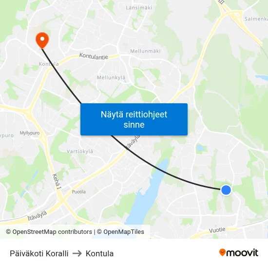 Päiväkoti Koralli to Kontula map
