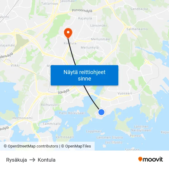 Rysäkuja to Kontula map