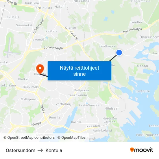 Östersundom to Kontula map
