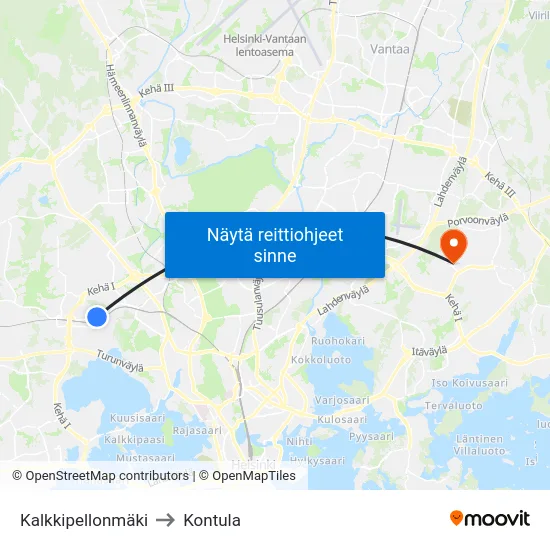 Kalkkipellonmäki to Kontula map