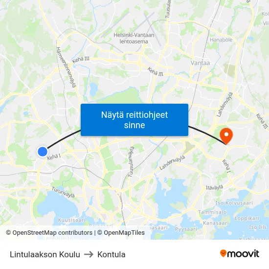 Lintulaakson Koulu to Kontula map