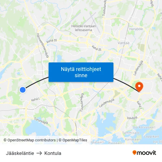 Jääskeläntie to Kontula map