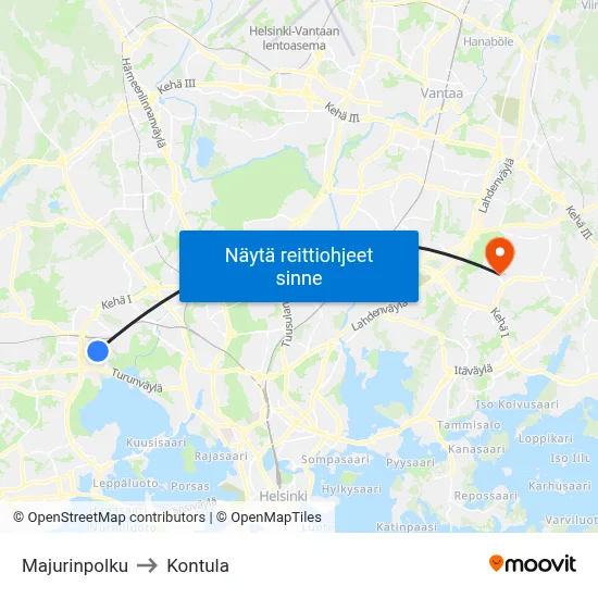 Majurinpolku to Kontula map