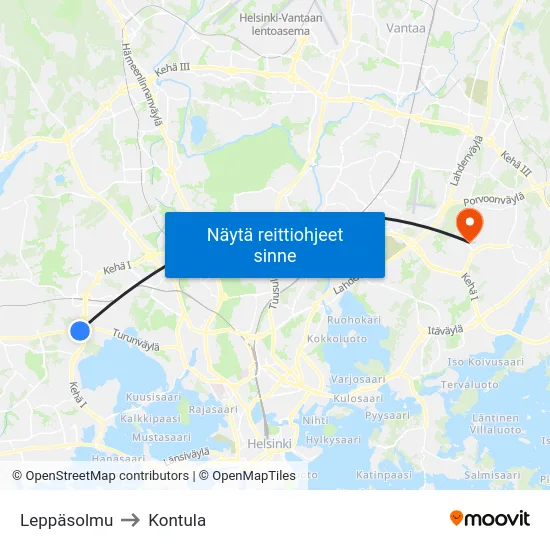 Leppäsolmu to Kontula map