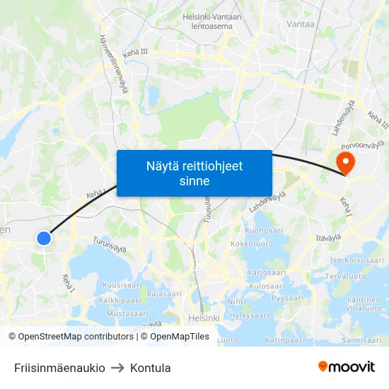 Friisinmäenaukio to Kontula map