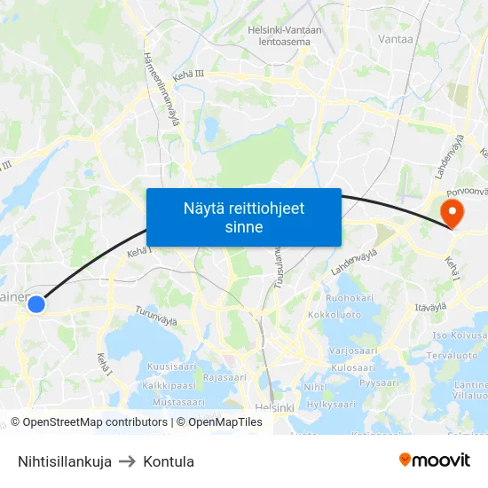 Nihtisillankuja to Kontula map