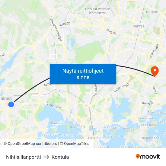 Nihtisillanportti to Kontula map