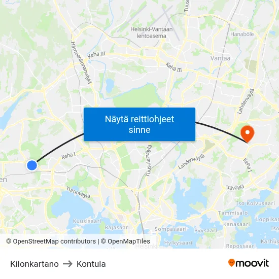Kilonkartano to Kontula map