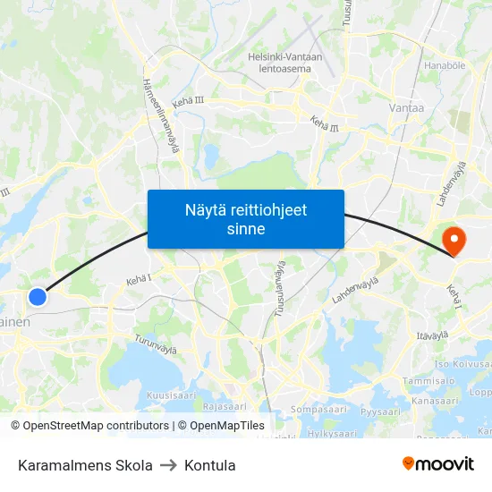 Karamalmens Skola to Kontula map