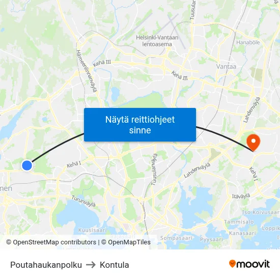 Poutahaukanpolku to Kontula map