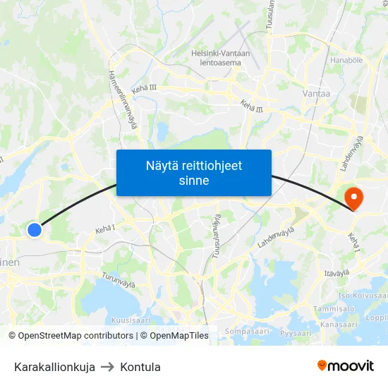 Karakallionkuja to Kontula map